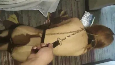 （驯服女神系列）SM调教母狗，项圈狗链遛狗-吞精